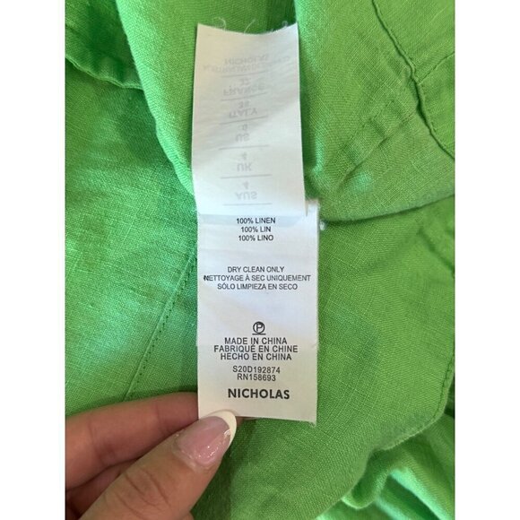 Nicholas Troy Linen Midi Shirt Dress Green Womens Size 0 - Picture 12 of 13